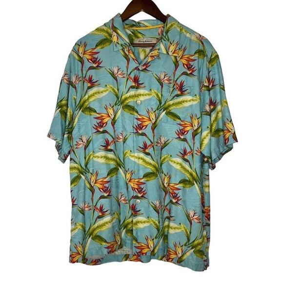 Tommy Bahama Men's Original Fit Floral Print Button-Down Shirt Large Silk - Picture 1 of 12
